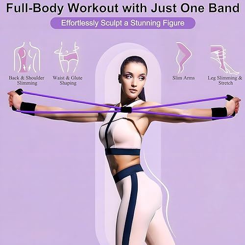 Miniatura 2 de Figura 8 bandas de resistencia de fitness con asas, bandas elásticas de ejercicio para mujeres, brazo, hombro, espalda, pierna, estiramiento de