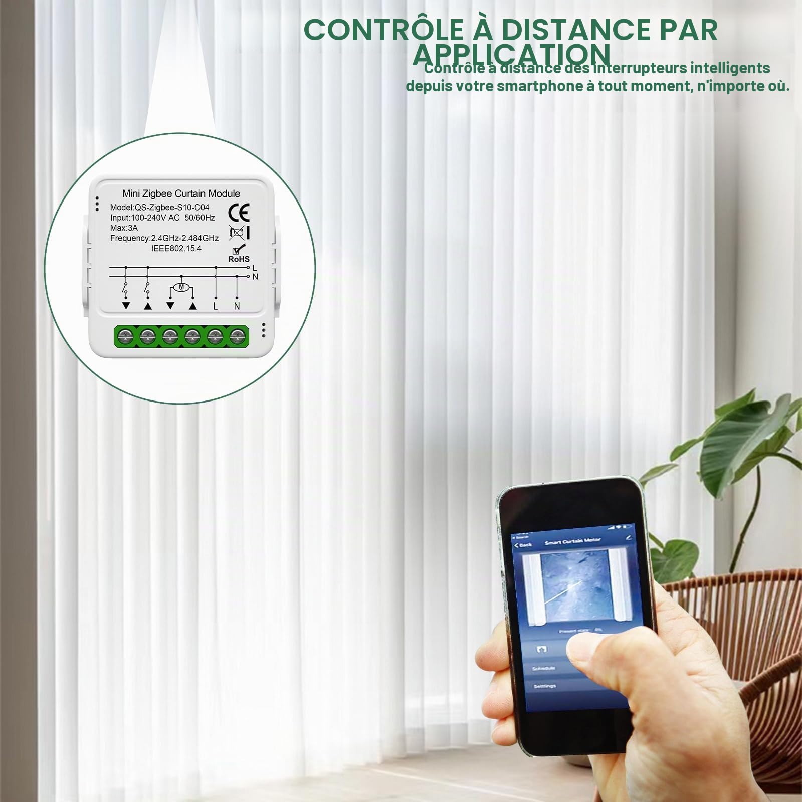 Smart Life commutateur 4 commutateurs de lumière intelligents module 2 voies, WLAN Mini relais intelligent, compatible avec Google Assistant et Alexa, neutre requis