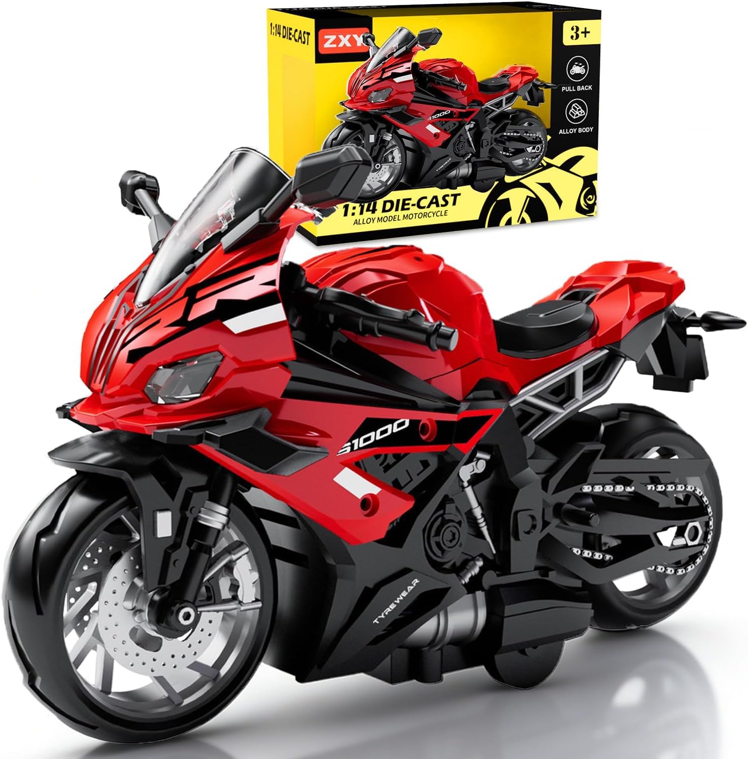 LKNBIF Motorcycle model, Red motorcycle toy motorcycle gift toy for birthdays and Christmas collections