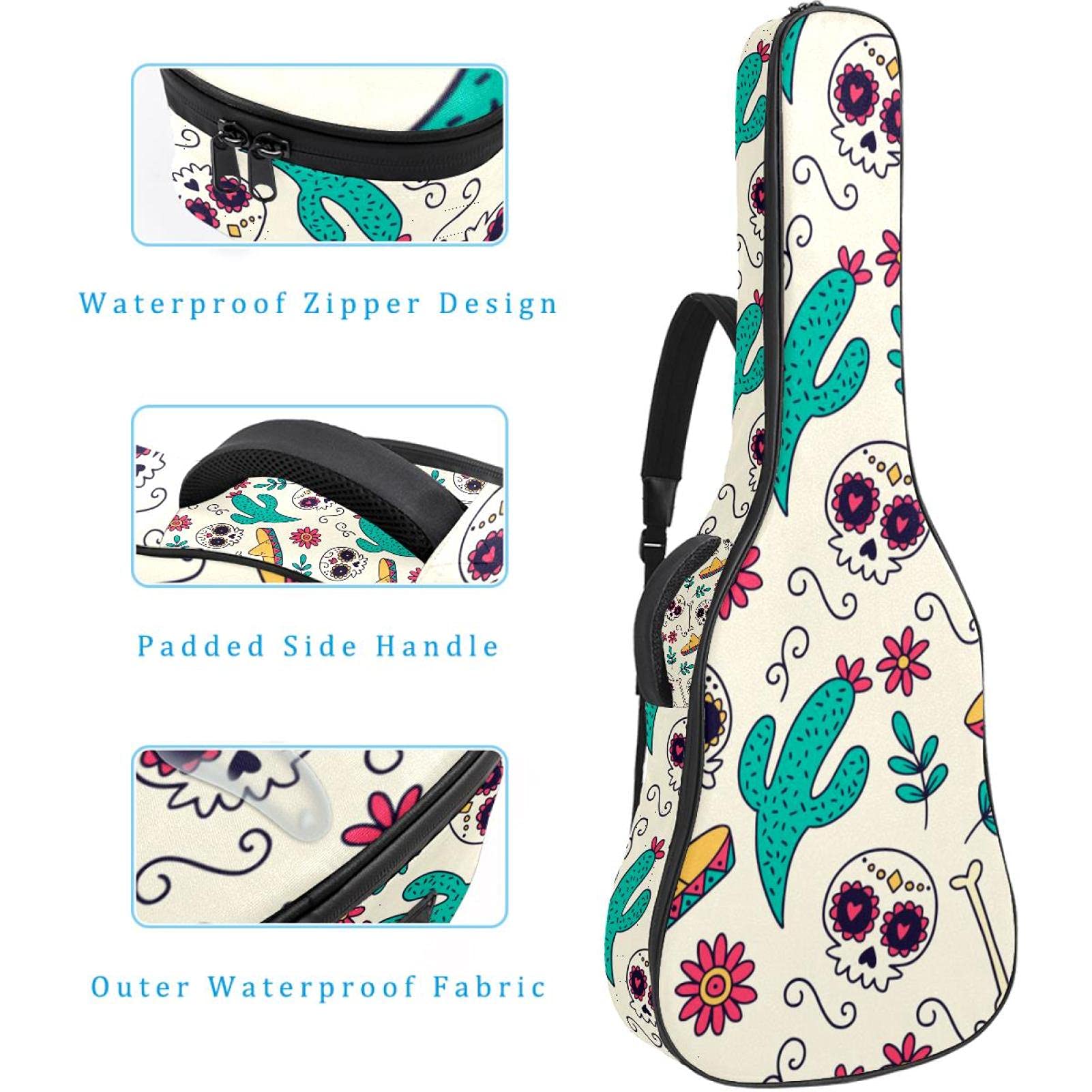 Housse De Transport Pour Guitare Électrique, Basse Ou Acoustique – Imperméable, Motif Chats Bleus, Bretelles Sac à Dos Et Poches Rangement