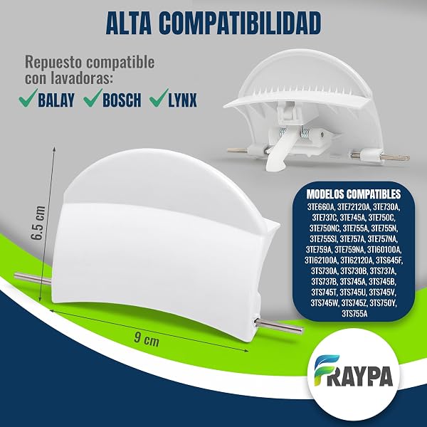 FRAYPA® Cierre Puerta Lavadora Compatible Con Bosch, Balay, Lynx - Código 00483087 - Recambio Puerta Lavadora Resistente De Fácil Insatalación - Cierre Seguro - Alta durabilidad - Ajuste Preciso. - 2
