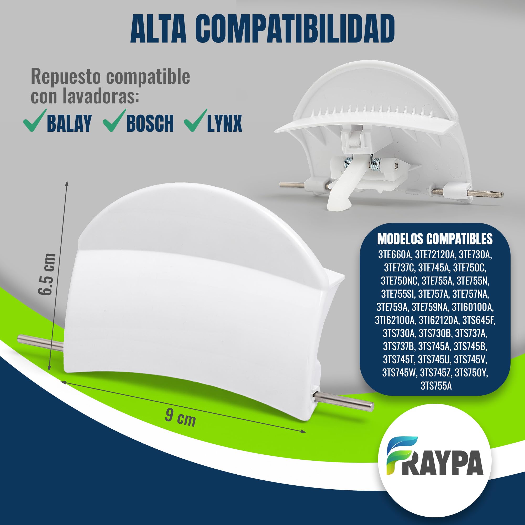 FRAYPA® Cierre Puerta Lavadora Compatible Con Bosch, Balay, Lynx - Código 00483087 - Recambio Puerta Lavadora Resistente De Fácil Insatalación - Cierre Seguro - Alta durabilidad - Ajuste Preciso. - 3