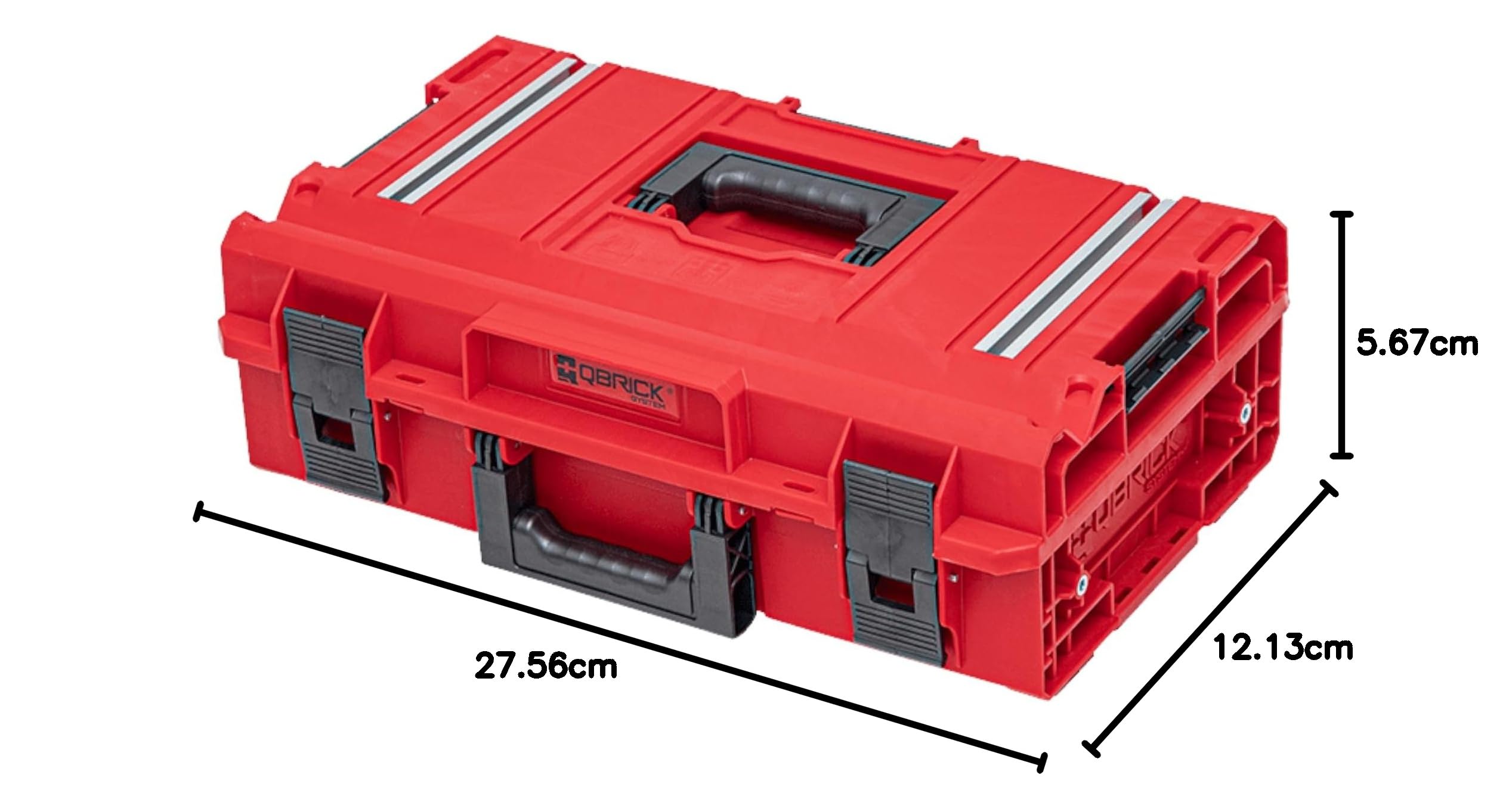 Qbrick System One 200 2.0 Technik Red Ultra HD walizka na narzędzia, skrzynka narzędziowa z tworzywa sztucznego, skrzynka na narzędzia z zamknięciami zaciskowymi, organizer do warsztatu, czerwona,