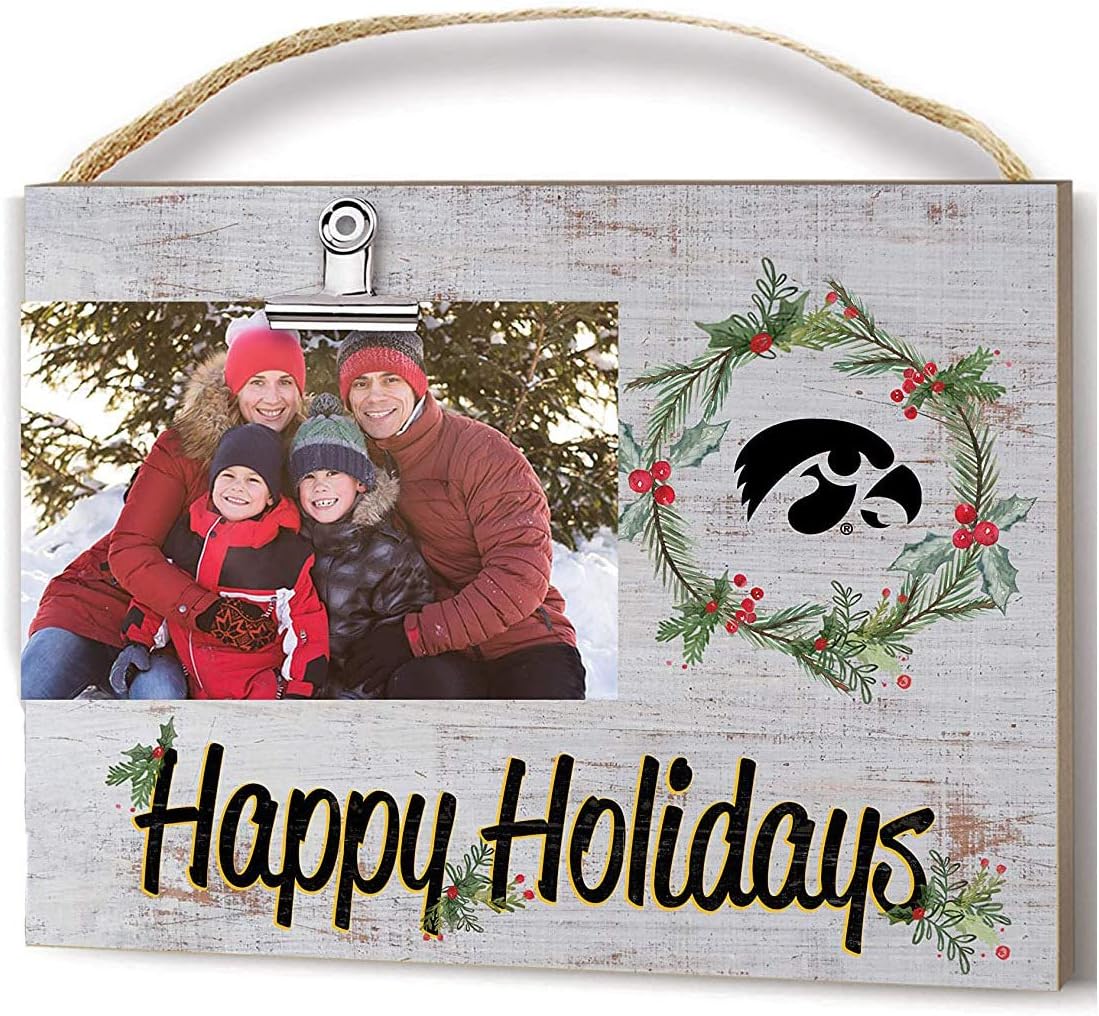 KH Sports Fan Iowa Hawkeyes Clip It Colored Happy Holidays Photo Frame, Multi