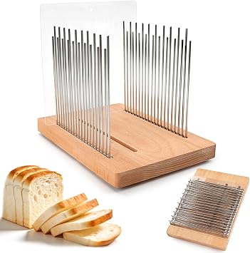 Bread Slicer, Beechwood Cutting Board, 4 Adjustable Thicknesses