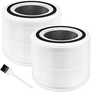 2 Pack Core 300 Replacement Filter for LEVOIT Core 300 and Core 300S Air Purifier Filters, 3-in-1 H13 Grade True HEPA Replacement Filter,Compared to Part # Core 300-RF,White