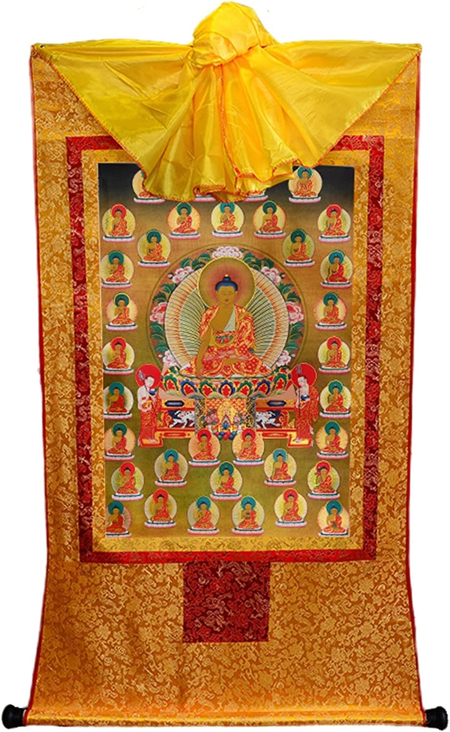Cnfhfry Onecolor Vintage Tapestry, Tibetan Thangka Tapestry Śākyamuni Buddhist Brocade For Wall Hanging Art
