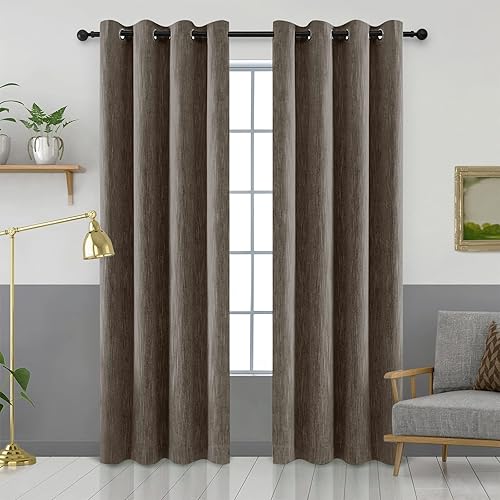 Miniatura 19 de Melodieux Elegantes cortinas opacas de algodón para oscurecer la habitación, para sala de estar, dormitorio, con aislamiento térmico, paneles de