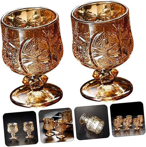 Vista 2 de FUOYLOO 2 unids Copa de vino Oporto Copas Bebidas Vaso de Bebida Taza de Tallo Mini Vintage Cáliz Vasos de Vidrio Multifunción Copa Cordial Vasos