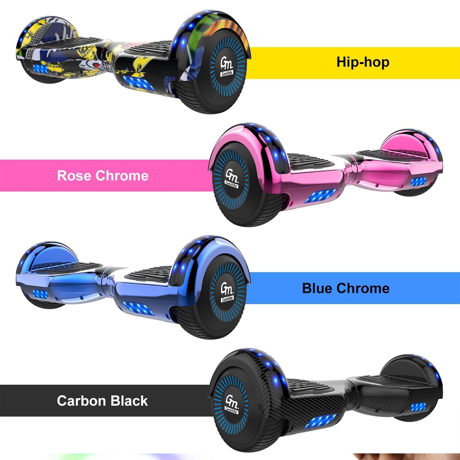 GeekMe Hoverboards,Hoverboards für Kinder,Hoverboards mit Bluetooth-Lautsprecher,Schöne LED-Leuchten,Geschenk für Kinder