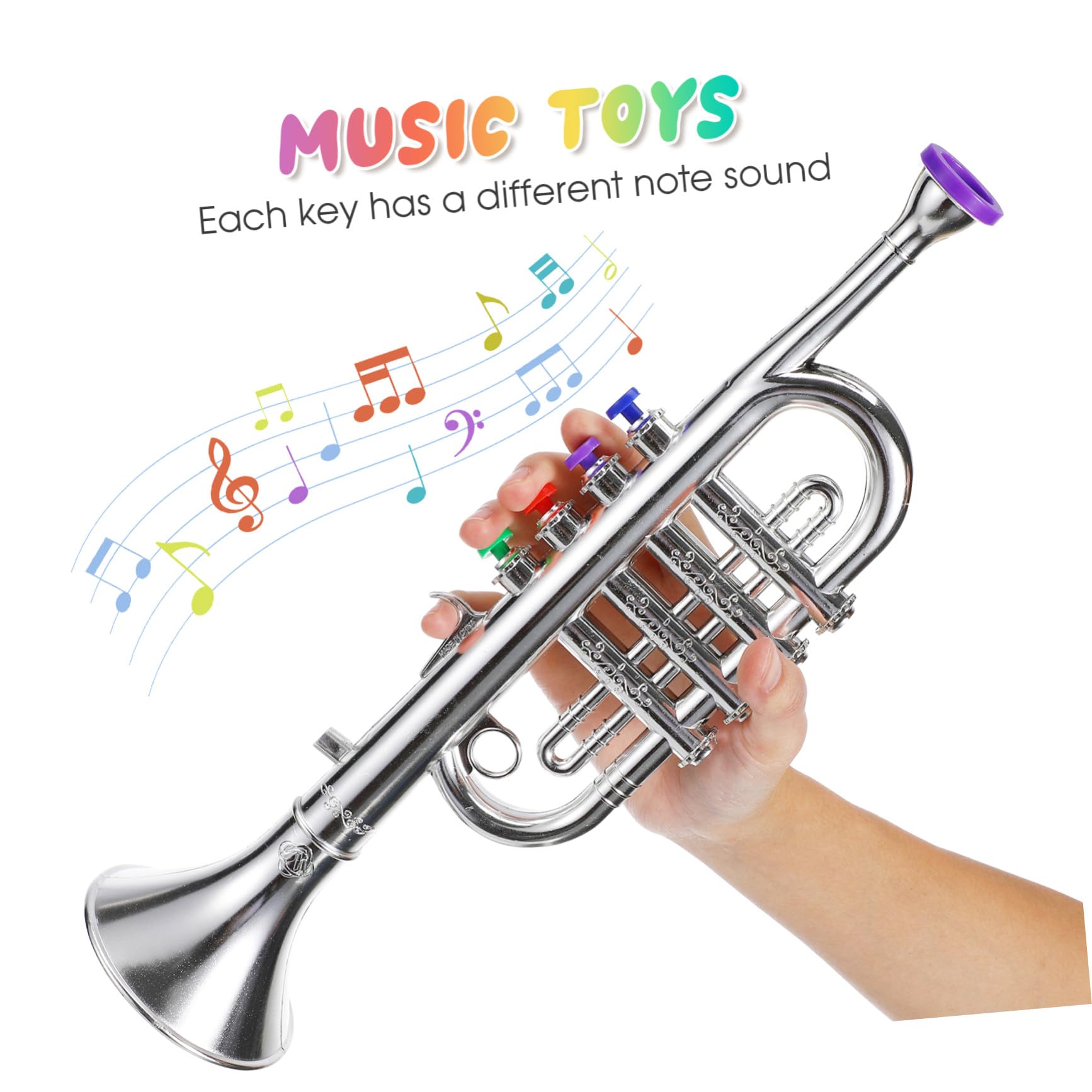 Tromba di Plastica per Ragazzo Ragazza Giocattolo Tromba Realistico Squisito Giocattolo Musicale Strumento per Apprendimento Musicale