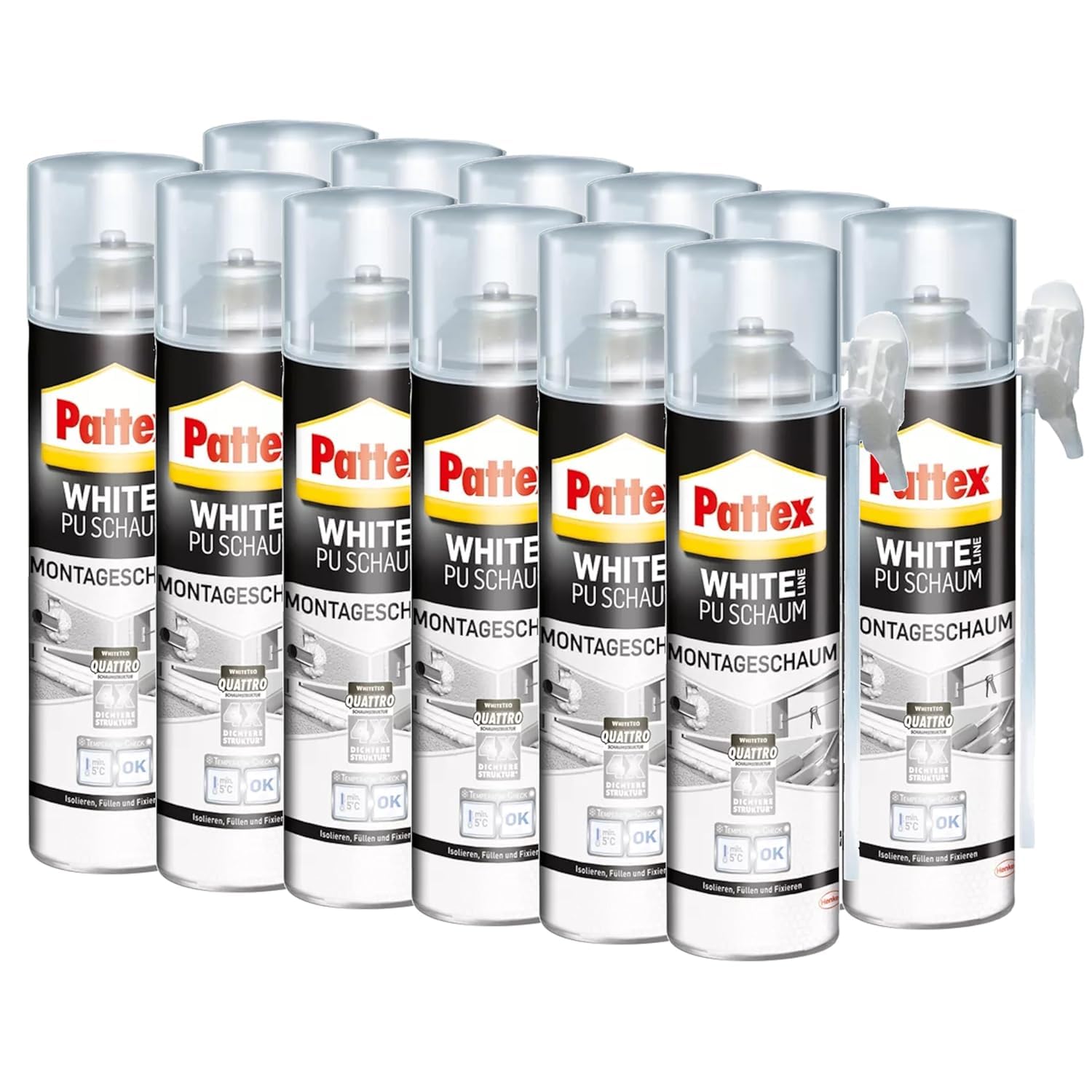 Pattex 1K-Montageschaum Pattex White PU 500ml weiß, 12 Stück