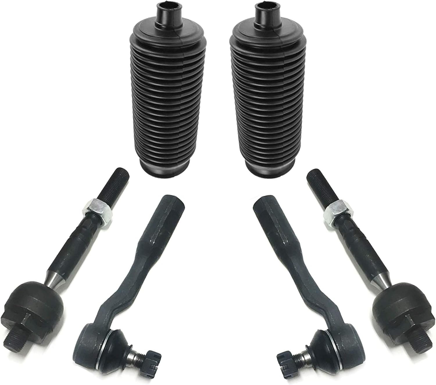 PartsW - 6 Front Tie Rod Ends Inner Outer and Bellow Boots Steering & Suspension kit Left Right Set