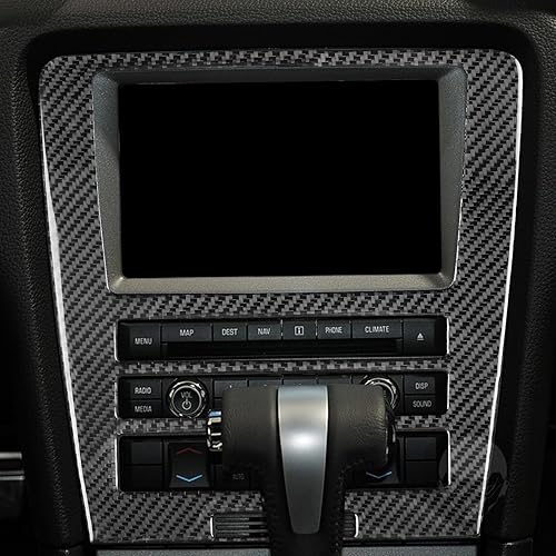 Miniatura 4 de NVCNX Real Premium - Adhesivo de fibra de carbono para salpicadero de automóvil, radio, CD, CA, cubierta de panel de CA, compatible con Ford Mustang