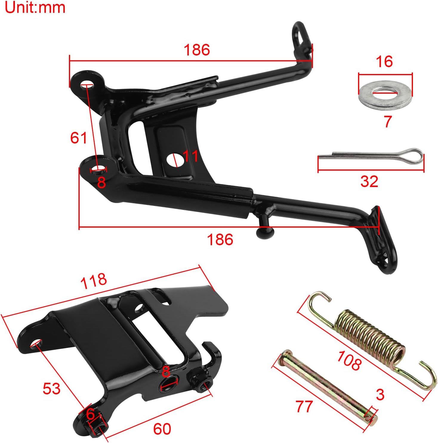FLYPIG Motorcycle Kickstand Metal Center Kick MAIN STAND FRAME Parking Stand Foot Support For Yamaha PY50