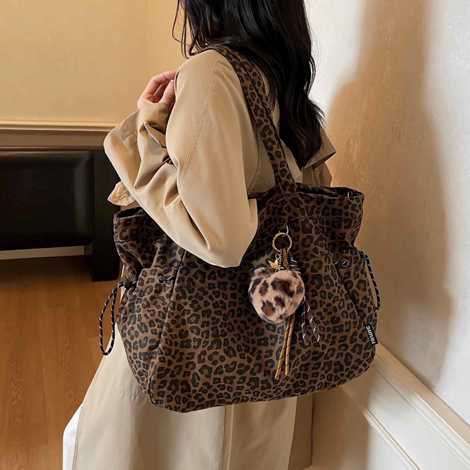 leopard cheetah print tote bag for women, y2k animal print purse with zipper, large work tote bags with pockets, everyday purse for travel cheetah gifts accessories stuff | leopard print