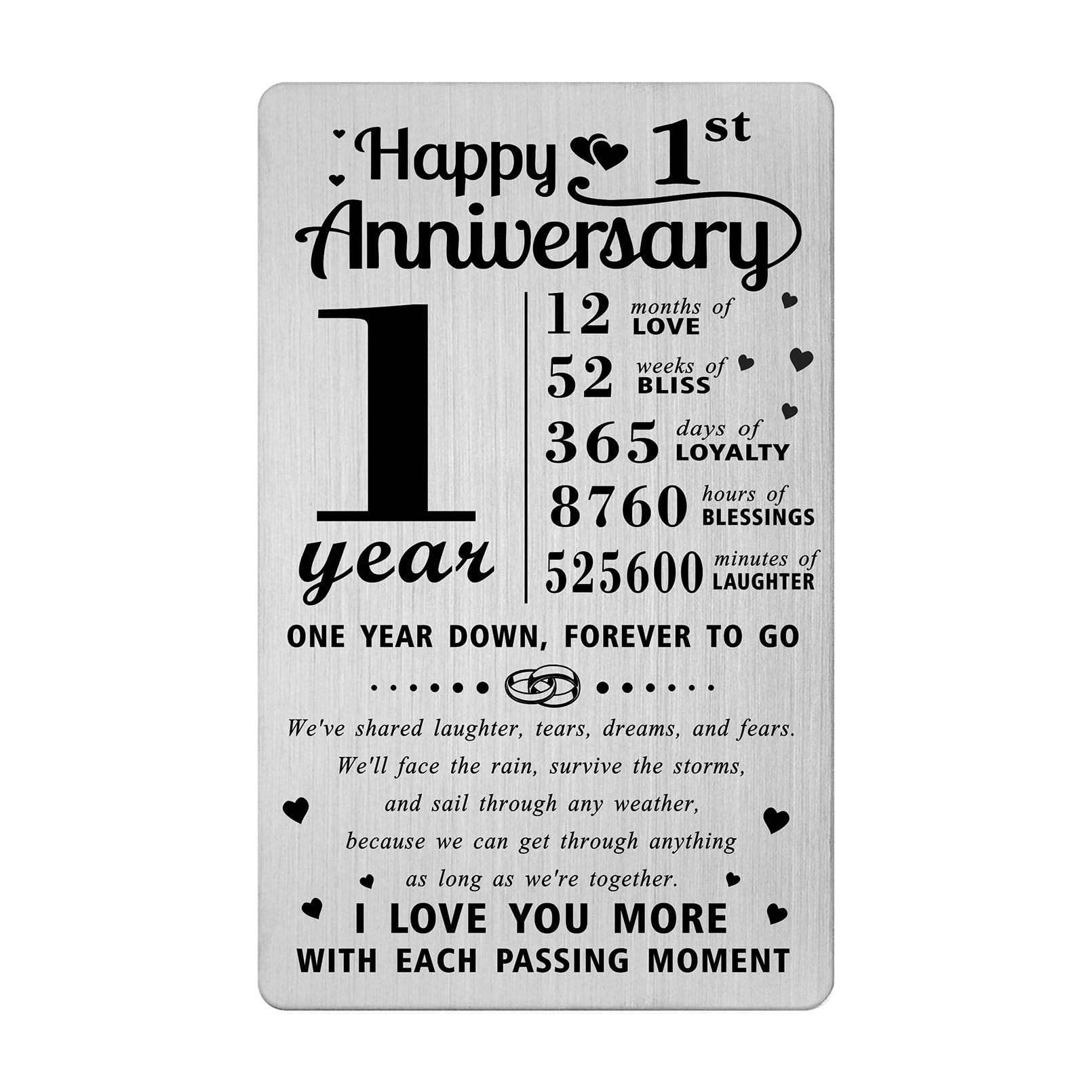 Richesele 1st Anniversary Card, Happy 1 Year Wedding Anniversary Wallet Card