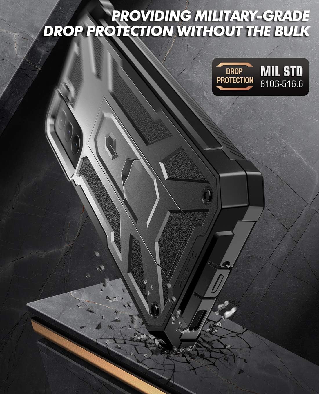 One-Day Sale: Up to 40% Off Poetic Spartan Case for Samsung Galaxy S21+ Plus 5G 6.7 inch, Built-in Screen Protector Work with Fingerprint ID, Full Body Rugged Shockproof Protective Cover Case with Kickstand, Metallic Gun Metal