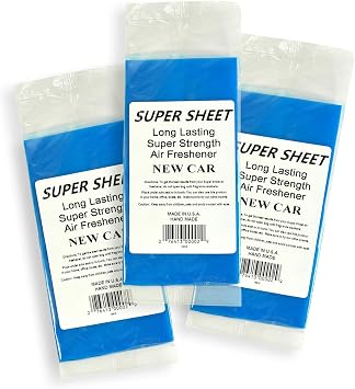 Super Sheet Small 7.5"x3.75" Under Seat Car Air Freshener, 3-PACK New Car