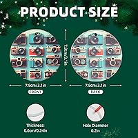 Vista 3 de Retro Cool Camera Collection Print Traditional Check Holiday Ornaments,Round Festive Decor,Hanging Pendant for Christmas Tree