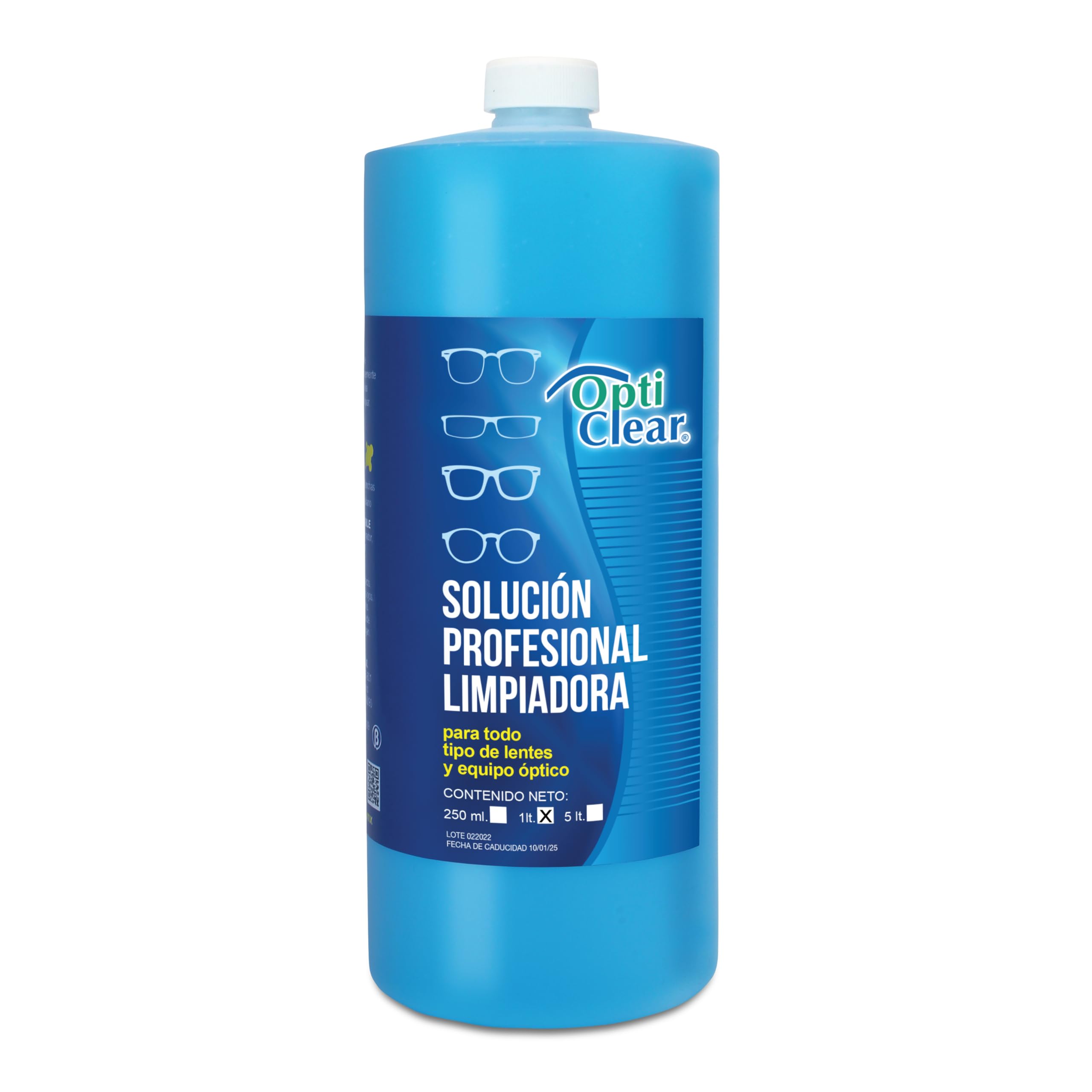 Opticlear | Solución Profesional Limpiadora | 1 Litro | Limpiador para lentes oftálmicos | Incluye 3 paños de microfibra | No abrasivo | Para limpieza de tablets, anteojos y pantallas |