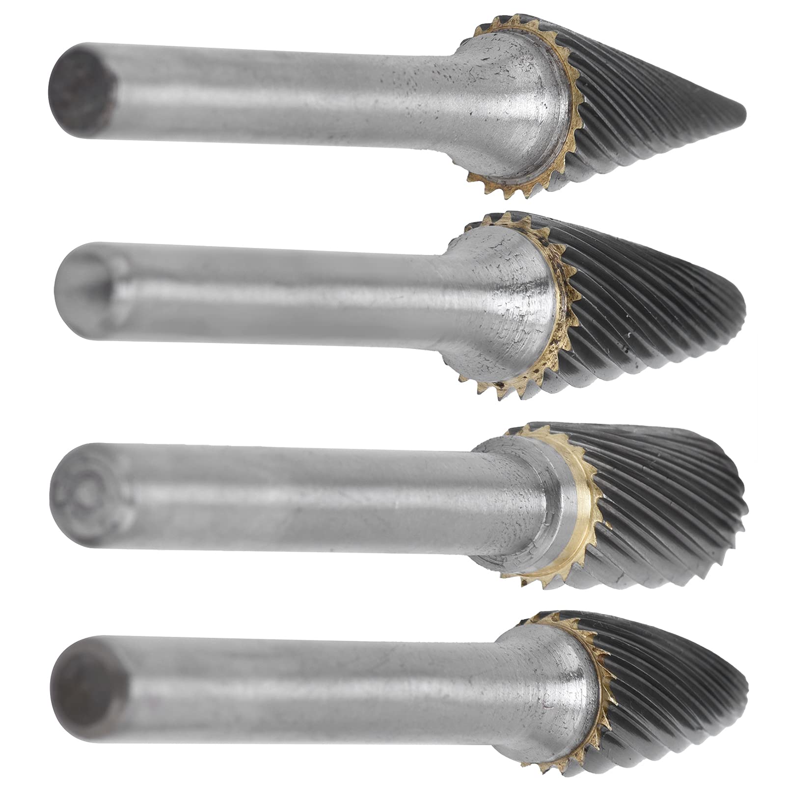 4 piezas de fresa de carburo de 12 mm, fresa rotativa de acero de tungsteno de doble corte, fresas de corte duraderas tratadas térmicamente para el rectificado de metales y madera,