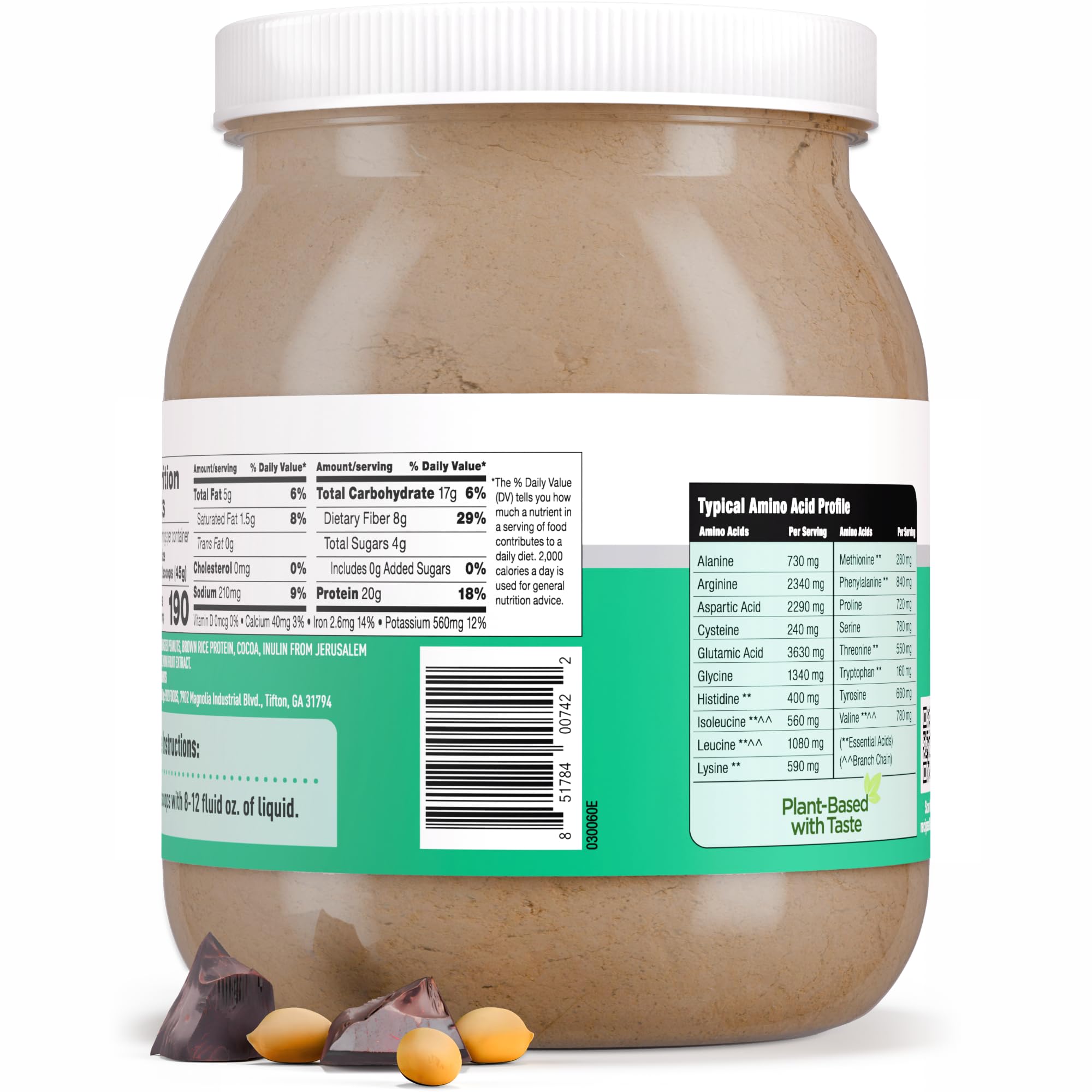 PB2 Performance Peanut Plant Based Vegan Protein Powder | 20g Complete Protein, No Added Sugar, Prebiotic Fiber | Dairy Free, Certified Vegan, Non-GMO, and Gluten Free [Peanut with Dutch Cocoa, 2lb]