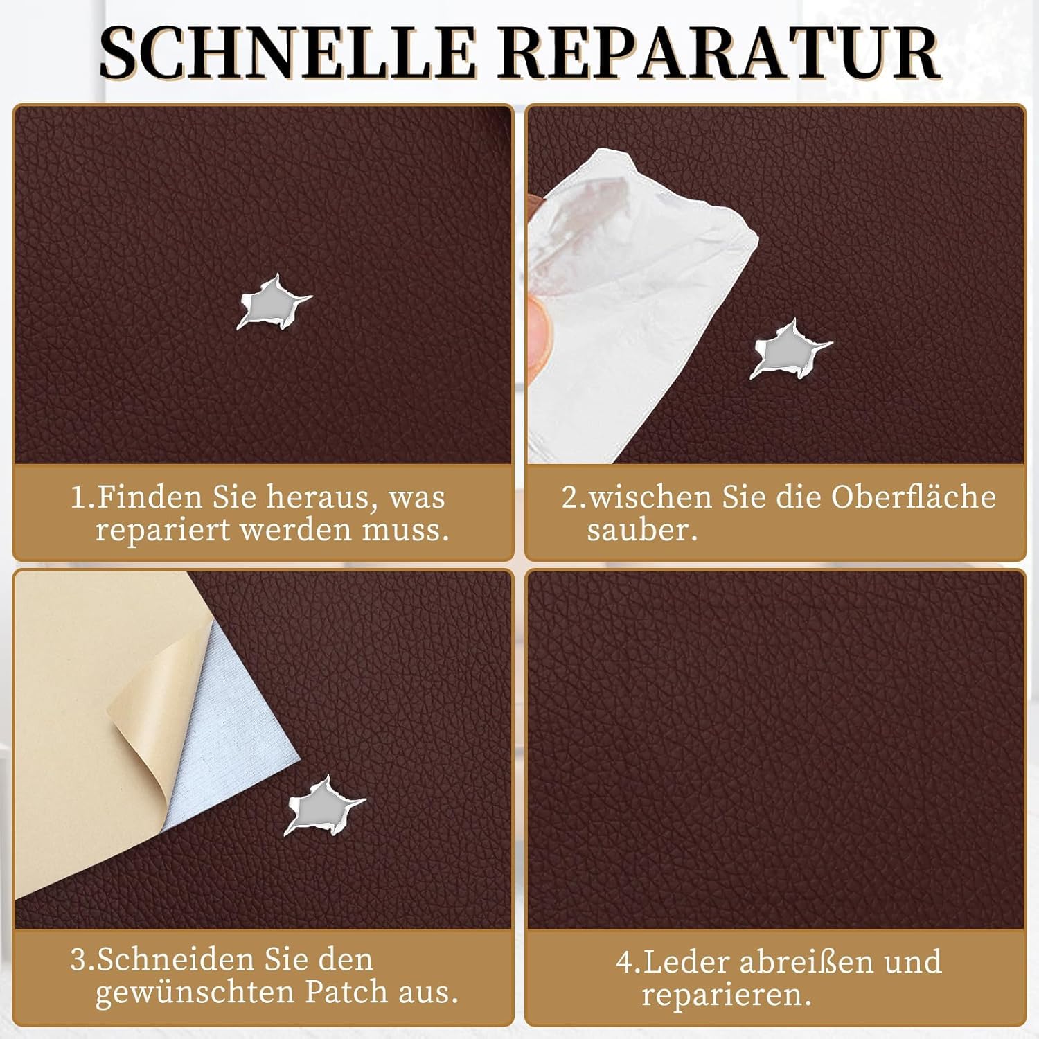 Parche autoadhesivo de piel sintética, parche de cuero autoadhesivo, banda de reparación de cuero PU de 100 * 300 cm para sofás, bolsos de mano, chaquetas, asientos de coche, muebles (marrón oscuro)