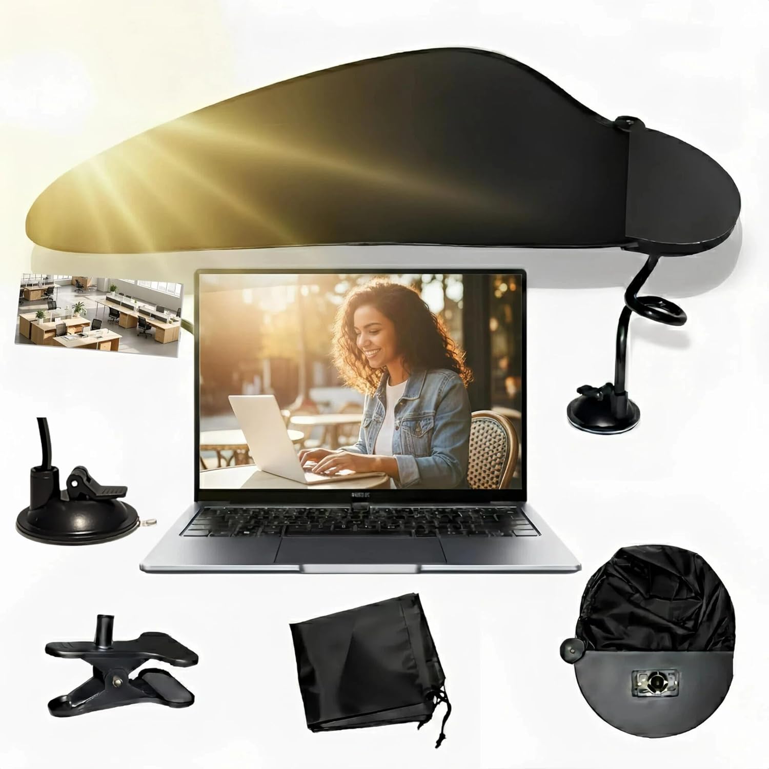 Adjustable Cubicle Shade – Clip-On Desk Shield to Block Light & Cut Down Glare – Portable Office Cubicle Light Blocker – Ideal for Reducing Window Sun & Overhead Light Glare