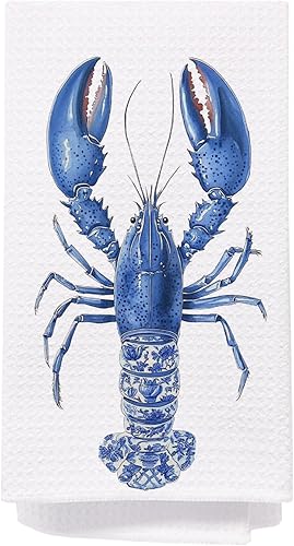 Miniatura 13 de SPBL&L Toallas de Cocina Retro de Playa Costera, Toallas de Té y Platos Decorativas con Estrellas de Mar y Olas Náuticas para Cocina, Toallas