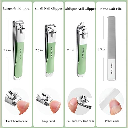 Miniatura 4 de Juego de manicura y pedicura, 4 piezas de cortaúñas de acero inoxidable, herramienta de belleza portátil, kit de aseo profesional, kit de uñas de