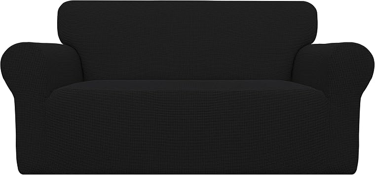 Easy-Going Stretch Loveseat Couch Covers Washable Black