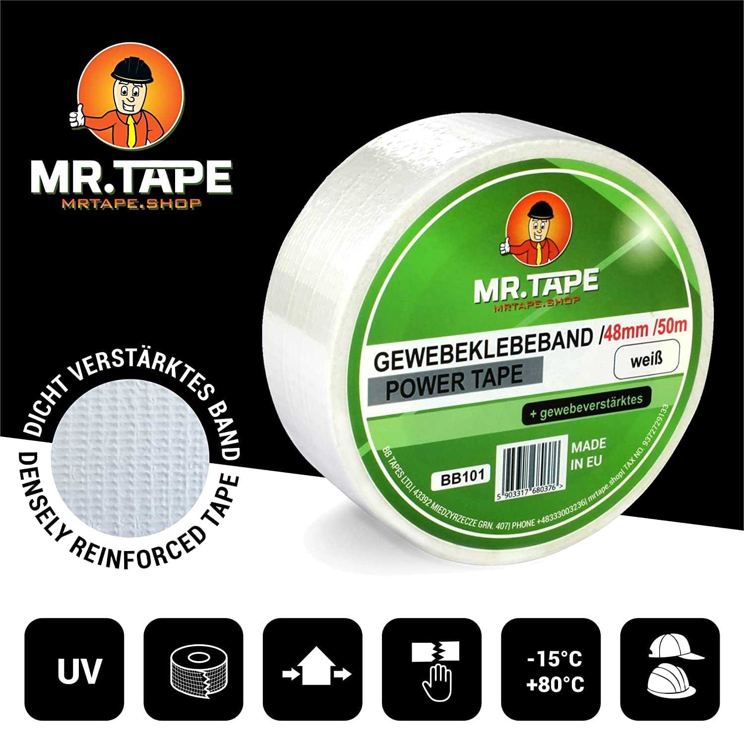 Panzerband Weiß 30mm X 50m - Extra Stark & Wasserdicht Für Haushalt & Handwerk