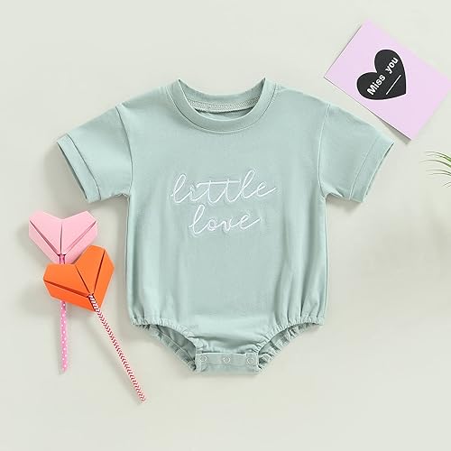Miniatura 2 de Kuriozud Mameluco de verano para bebés niños y niñas, manga corta, bordado con letras, ropa para recién nacidos