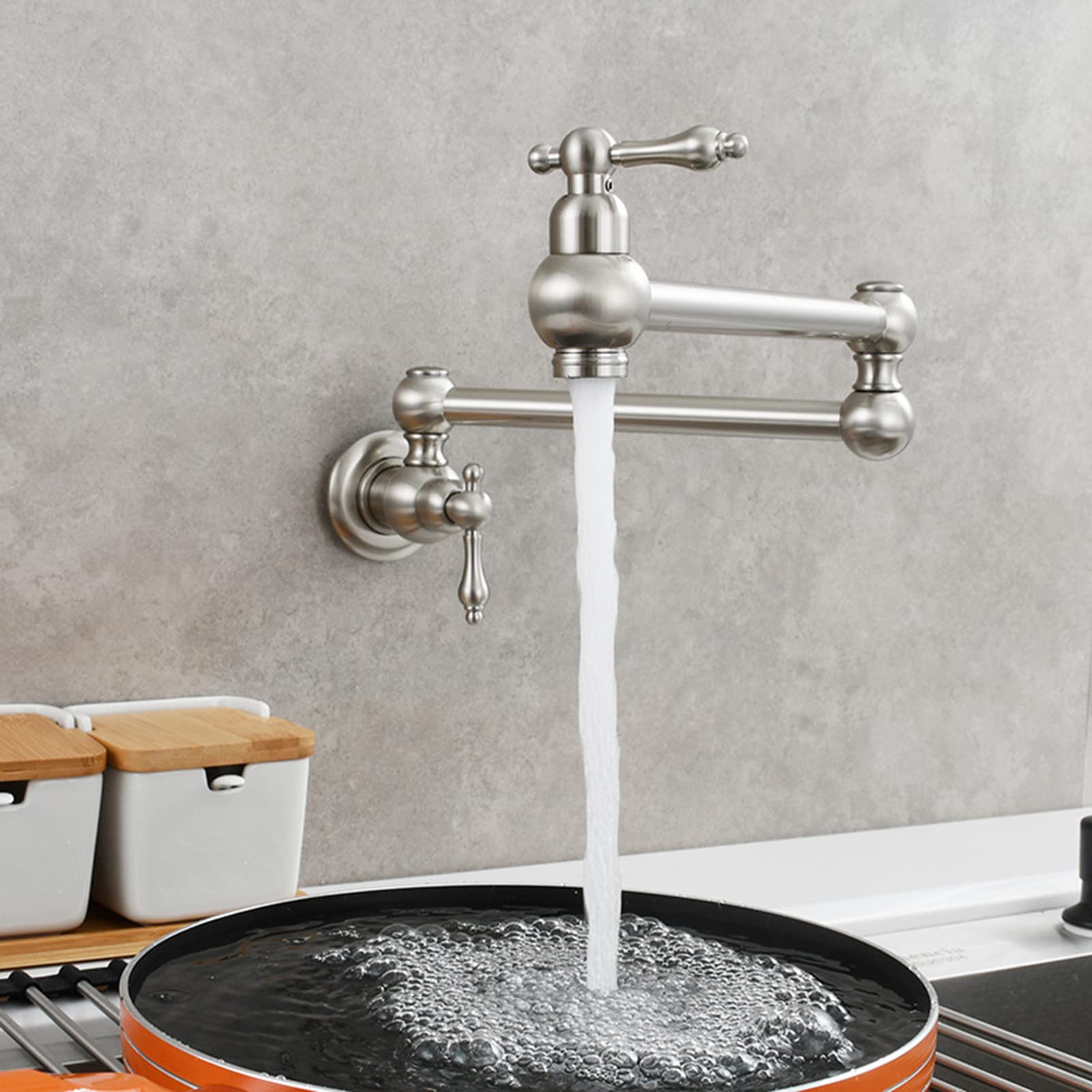 Robinet de cuisine à eau froide simple mural orientable avec bras articulé