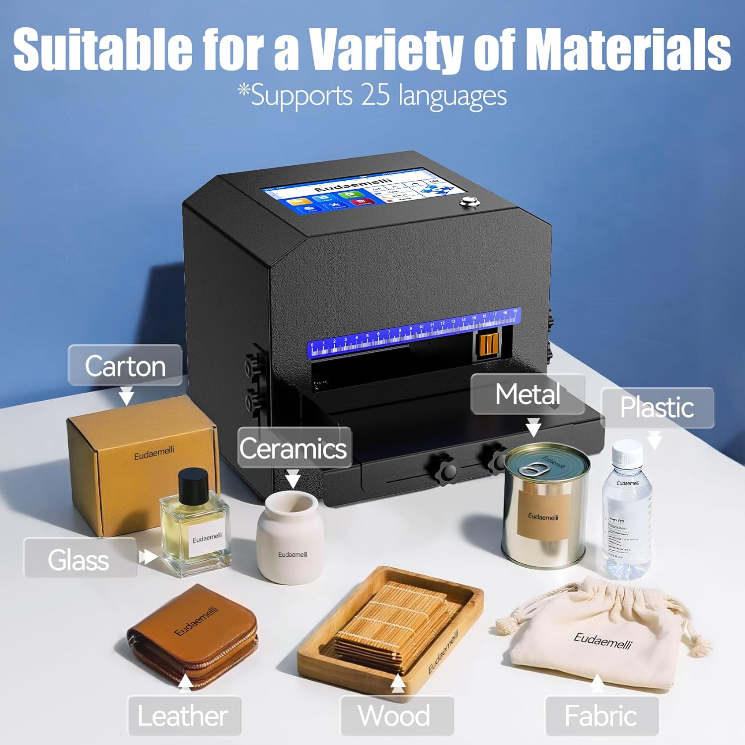 P6 Inkjet Coding Machine with 7" Touch Screen,0.08-0.5" Batch Code Printer with 42ml Black Ink Cartridge for Expiry Dates,Logo,Barcode,QR Code,Batch Lot Number,Label, Date Printer for Various Material