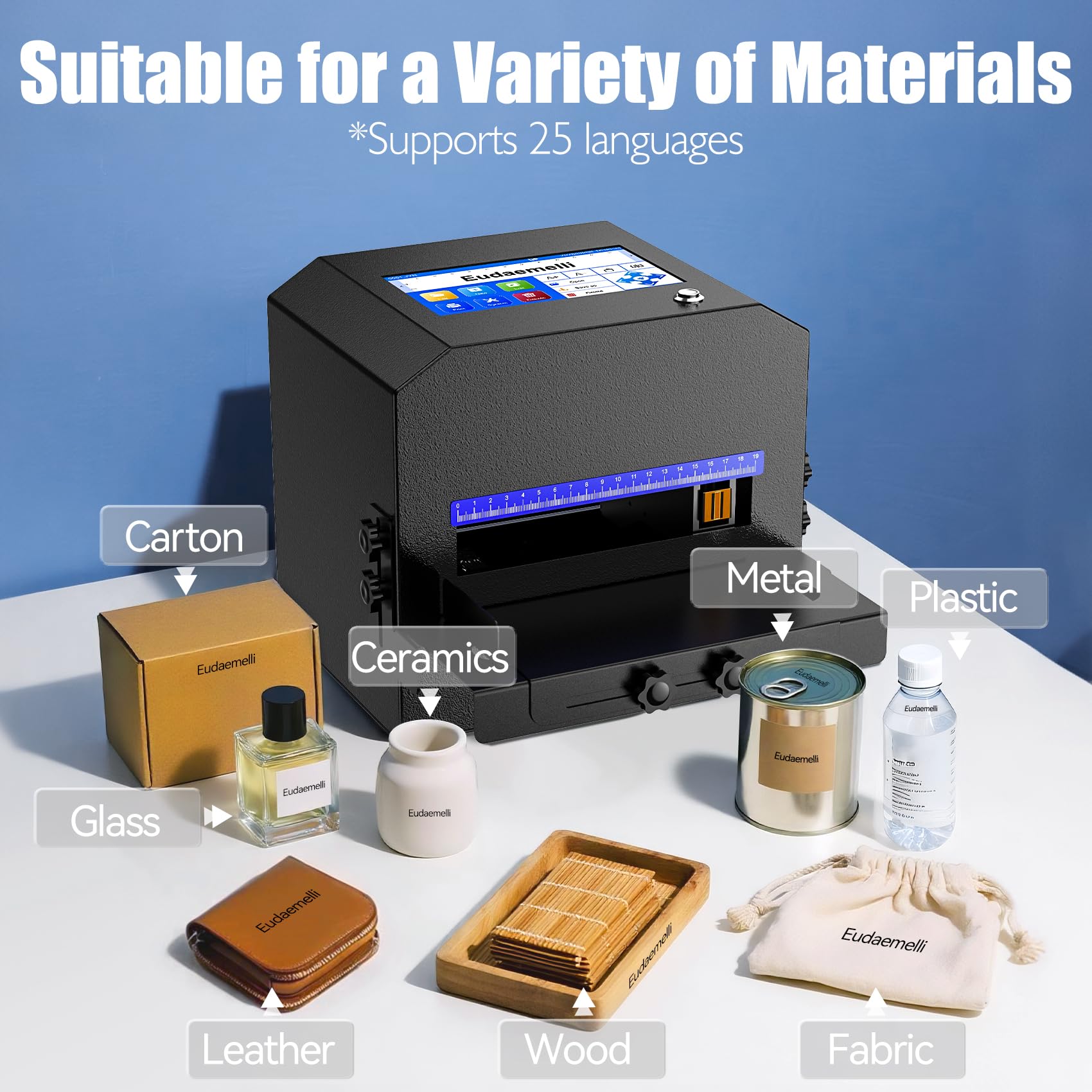 P6 Machine de Codage à Jet d'encre Intelligente avec Cartouche d'encre à Séchage Rapide,Codeur à Jet d'encre Manuelle pour Date/Numéro de lot/Logo/Code-Barres/Code QR (Hauteur d'impression:2-12,7 mm)