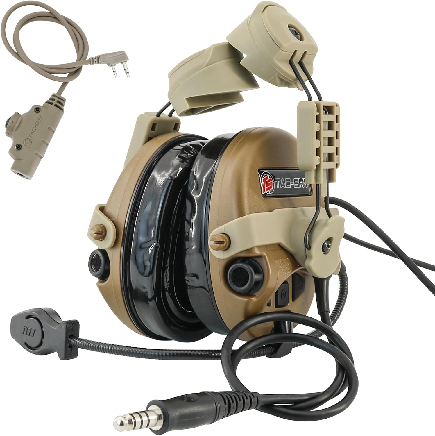 Tactical Headset with ARC Rail Adapter,Hearing Ear Protection Headphones With Boom Microphones,U94 PTT