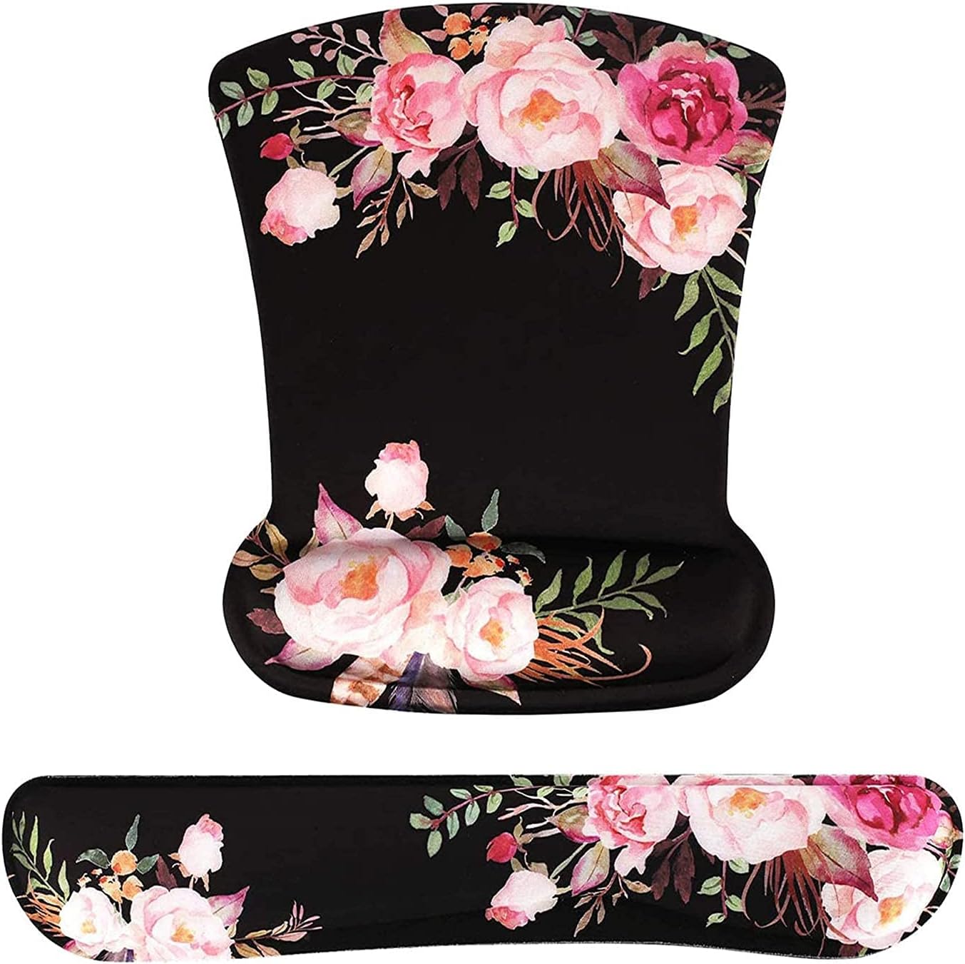 Seagull flight of fashion Ergonomic Mouse Pad with Wrist Rest Support, Keyboard Hand Wrist Rest, Memory Foam Support for Office and Gaming - Flower Design