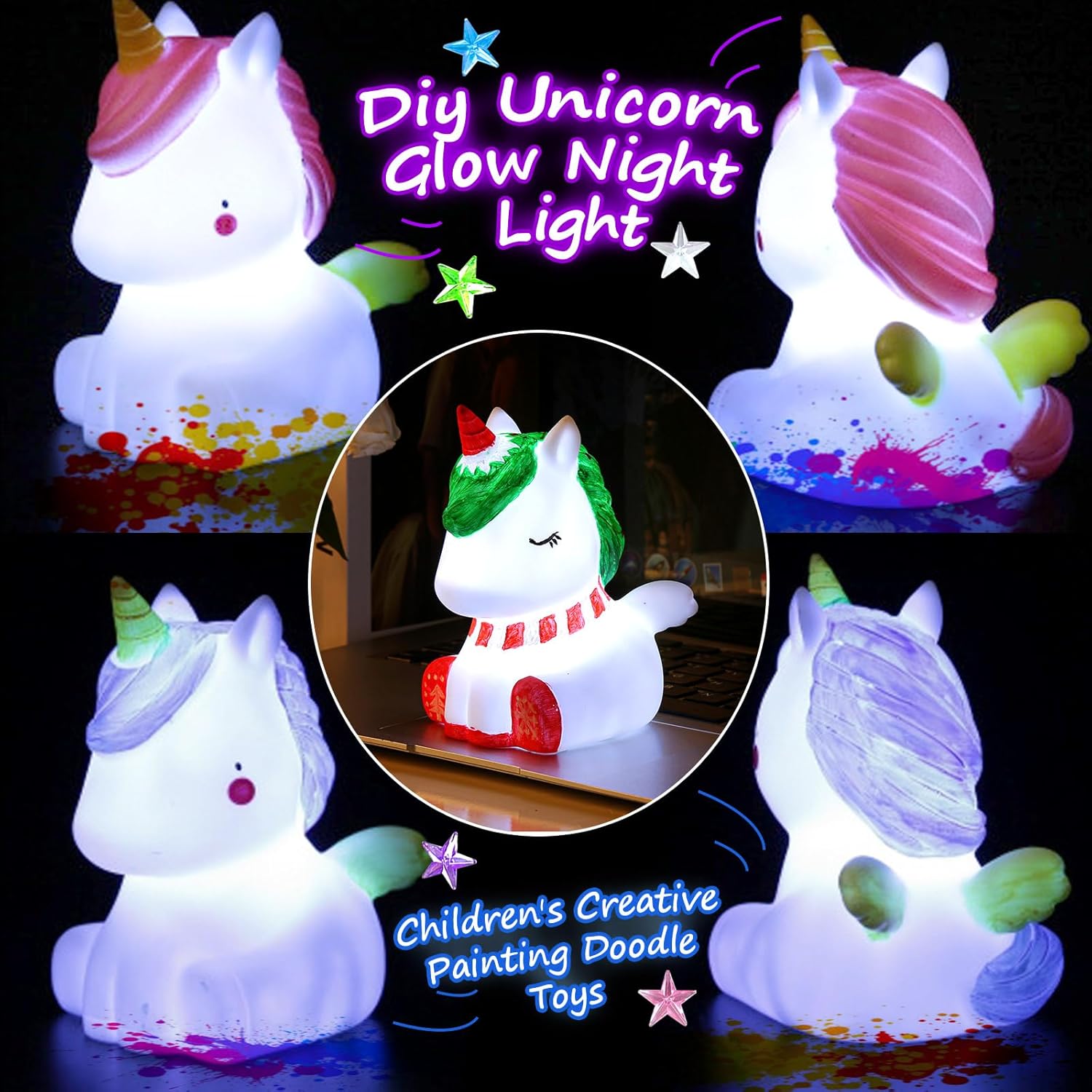 Paint Your Own Unicorn Lamp Kit, Art Supplies & Crafts Kit, DIY Night Light for Kids 6-12, Diamond Set for girl 8-12, Painting Kit for Girls Boys, Toy Child Birthday Gift Ages 3 4 5 6 7 8 9 10 11 12+