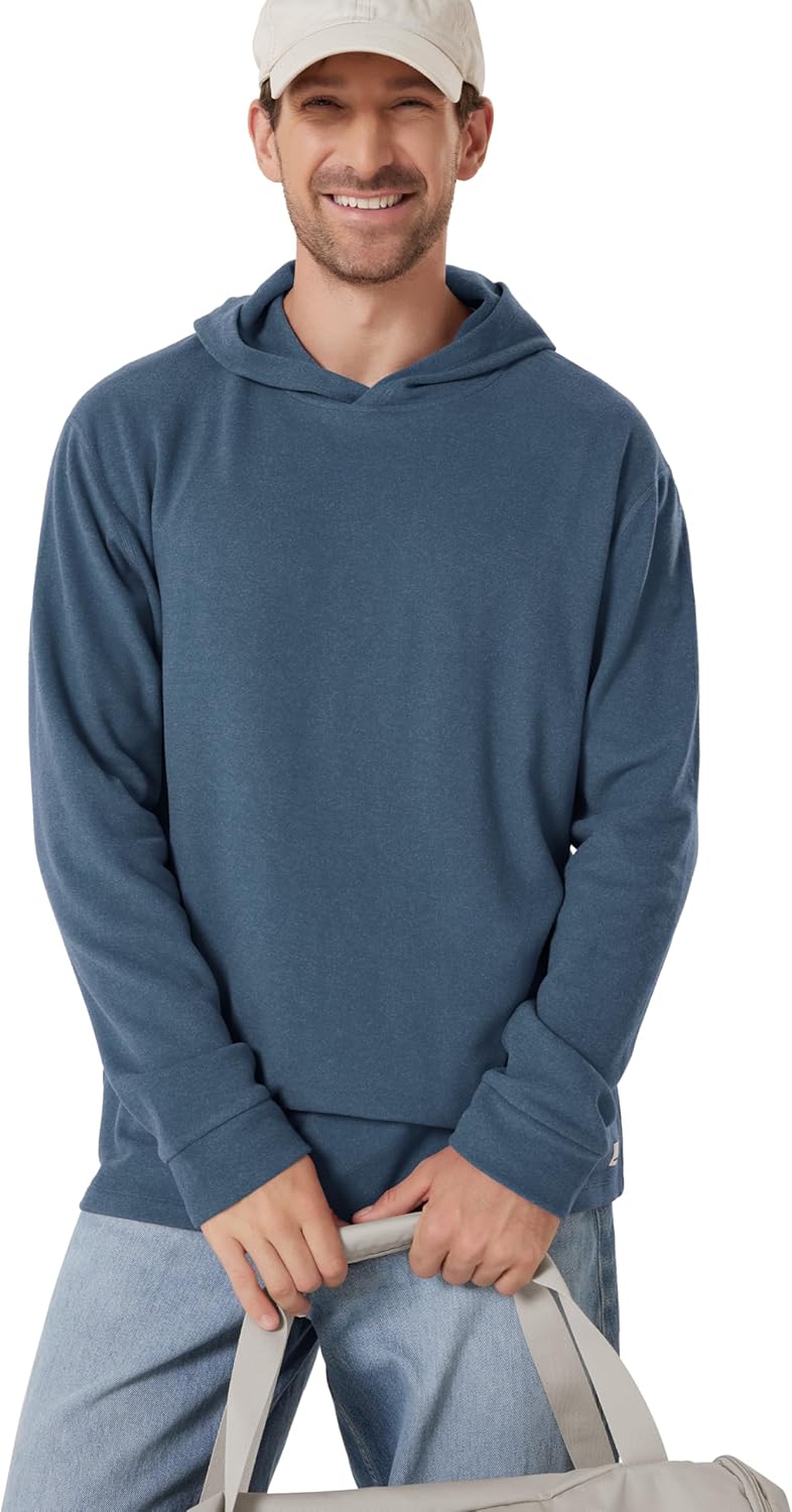 ODODOS Men’s Stretch Fleece Hoodies – Ultra-Soft Cozy Warm Pullover Top Long Sleeve Hooded Sweatshirts