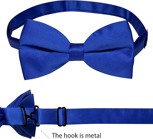 Miniatura 6 de DiBanGu Juego de 3 pajaritas para hombre preatadas y cuadrados de bolsillo, ajustable, de satén sólido, formal, esmoquin, pajarita de boda