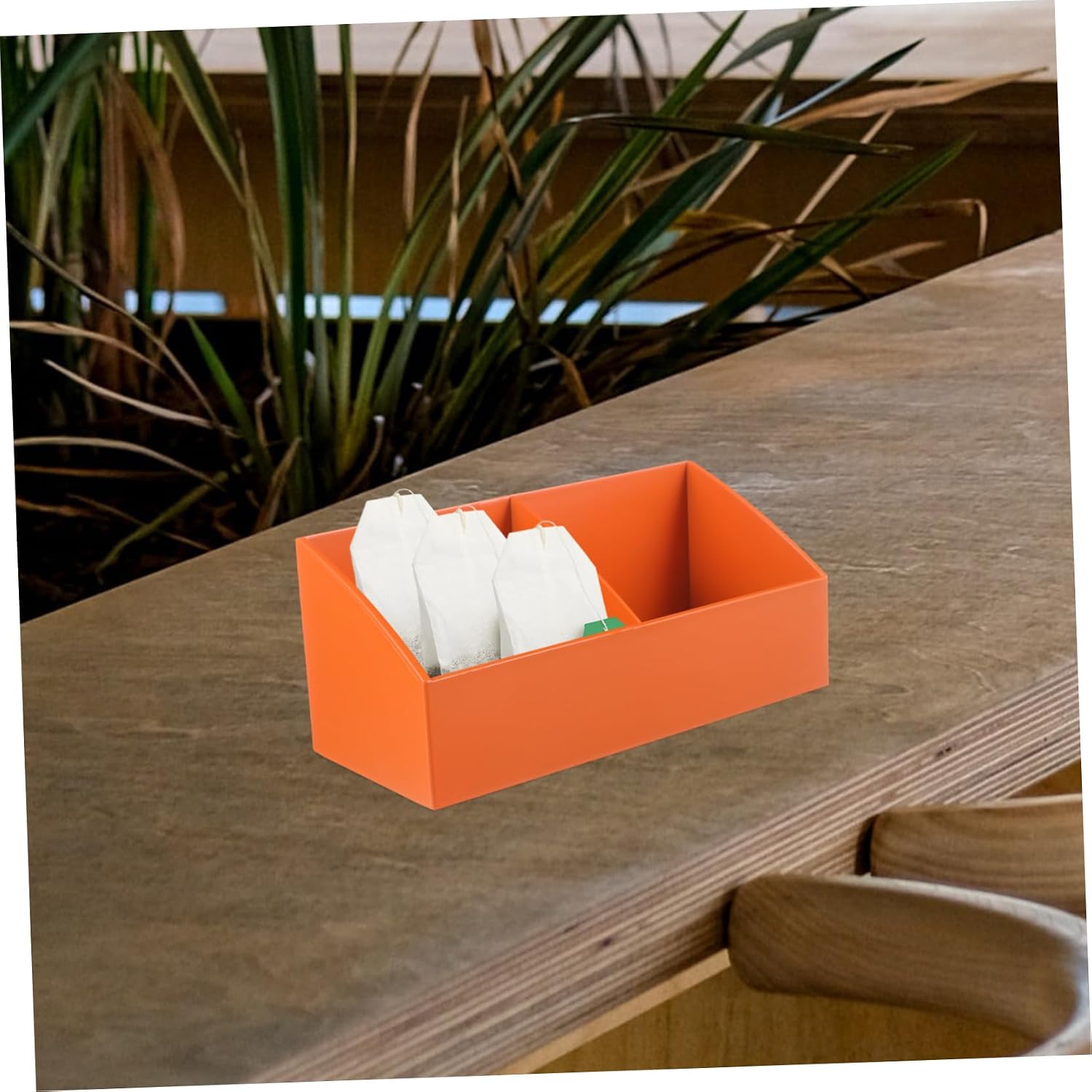 Compartment Sugar Bag Holder for Tea Bags and Small Snacks Orange