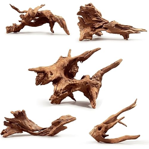 WDEFUN Natural Driftwood for Aquarium Decor, 5-Piece 5''-8'' Large Driftwood for Decorations on Fish Tank, Reptiles Bearded Dragon Accessories or Air Plants