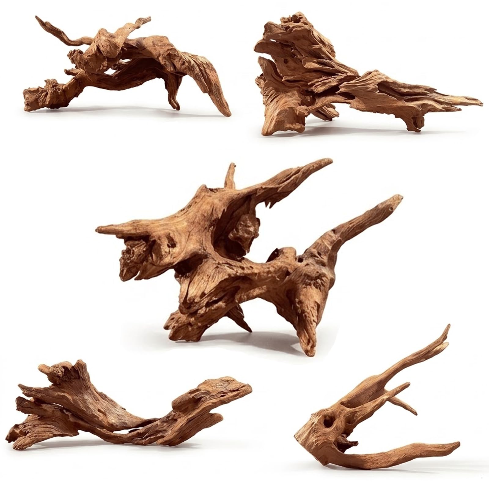 WDEFUN Natural Driftwood for Aquarium Decor, 5-Piece 5''-8'' Large Driftwood for Decorations on Fish Tank, Reptiles Bearded Dragon Accessories or Air Plants