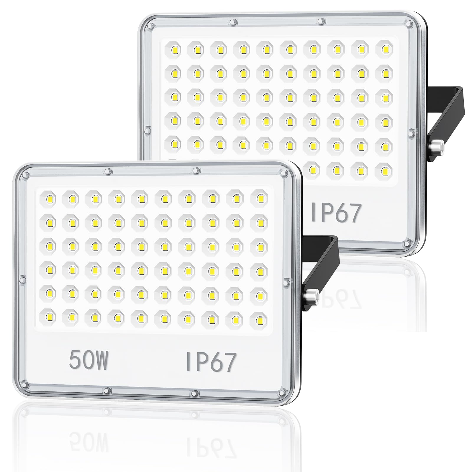 Projecteur LED Extérieur 50W - 5000LM Spot LED Extérieur Etanche IP67 6500K Blanc Froid 2 Pièce Phare Exterieur pour Jardin