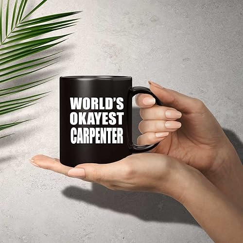 Miniatura 2 de Designsify Gifts, World's Okayest Carpenter, 11oz Black Coffee Mug Ceramic Tea-Cup Drinkware with Handle, for Birthday Anniversary Mothers Day
