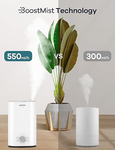Miniatura 6 de WELOV Humidificadores para dormitorio de 6 L, humidificadores de niebla fría BoostMist, humidificador ultrasónico silencioso de 22 dB con luz