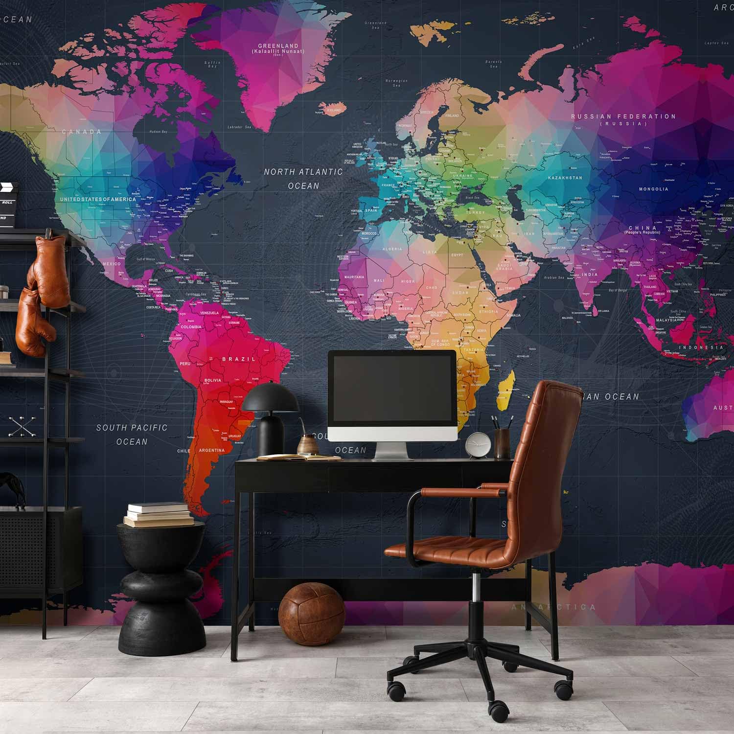 Fotomurales B&D XXL 350x256 cm Papel pintado tejido no tejido Decoración | Pared decorativos Murales moderna Diseno Fotográfico Mapa del mundo Mundo Mapamundi