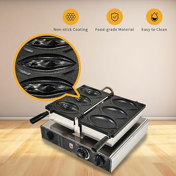 Commercial Strange Shape Waffle Machine, Halloween Waffle Maker/Snack Machines There are 3 Molds,Stainless Steel Baker w/Non-Stick Teflon Coating,50-300C/122-572F Adjustable...